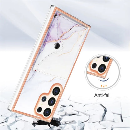 YB Leather Coating Series-9 for Samsung Galaxy S24 Ultra Case Kickstand Card Slot PU+TPU IMD Phone Cover