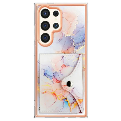 YB Leather Coating Series-9 for Samsung Galaxy S24 Ultra Case Kickstand Card Slot PU+TPU IMD Phone Cover