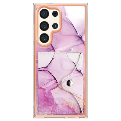 YB Leather Coating Series-9 for Samsung Galaxy S24 Ultra Case Kickstand Card Slot PU+TPU IMD Phone Cover