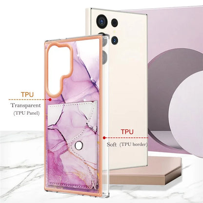 YB Leather Coating Series-9 for Samsung Galaxy S24 Ultra Case Kickstand Card Slot PU+TPU IMD Phone Cover