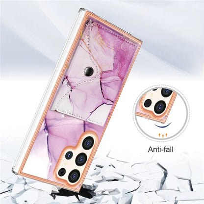 YB Leather Coating Series-9 for Samsung Galaxy S24 Ultra Case Kickstand Card Slot PU+TPU IMD Phone Cover