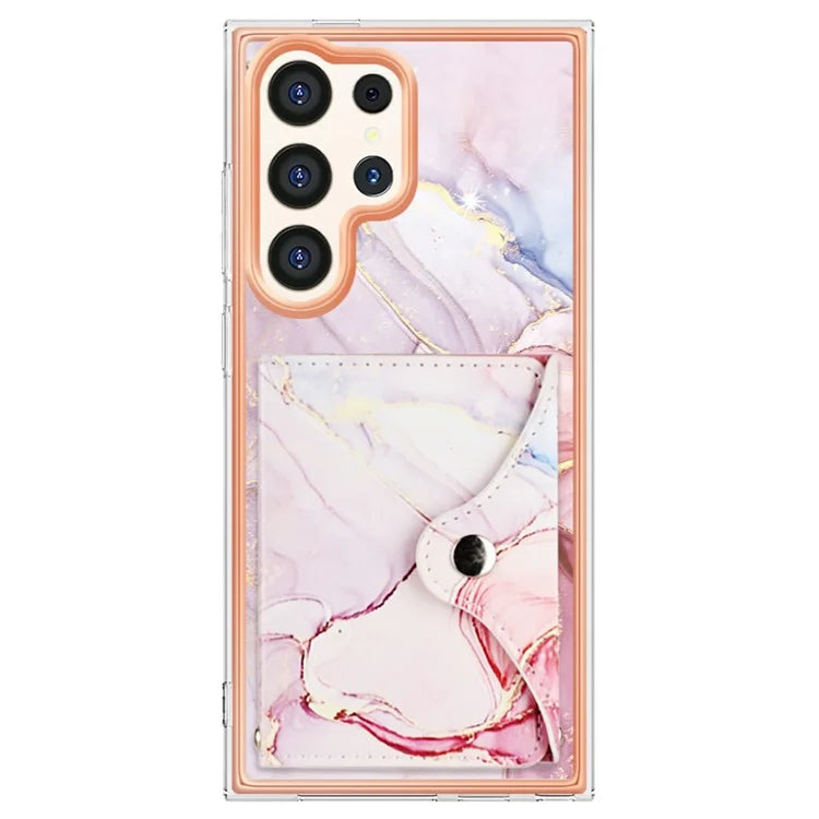 YB Leather Coating Series-9 for Samsung Galaxy S24 Ultra Case Kickstand Card Slot PU+TPU IMD Phone Cover