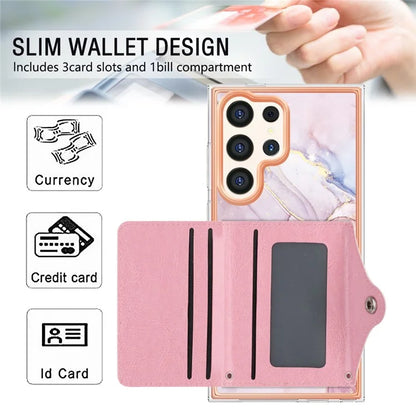 YB Leather Coating Series-9 for Samsung Galaxy S24 Ultra Case Kickstand Card Slot PU+TPU IMD Phone Cover