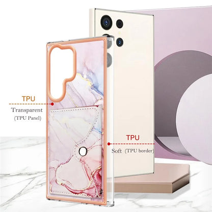 YB Leather Coating Series-9 for Samsung Galaxy S24 Ultra Case Kickstand Card Slot PU+TPU IMD Phone Cover