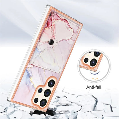 YB Leather Coating Series-9 for Samsung Galaxy S24 Ultra Case Kickstand Card Slot PU+TPU IMD Phone Cover