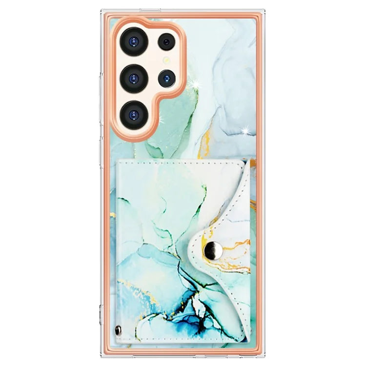 YB Leather Coating Series-9 for Samsung Galaxy S24 Ultra Case Kickstand Card Slot PU+TPU IMD Phone Cover