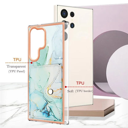 YB Leather Coating Series-9 for Samsung Galaxy S24 Ultra Case Kickstand Card Slot PU+TPU IMD Phone Cover