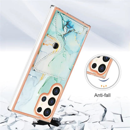 YB Leather Coating Series-9 for Samsung Galaxy S24 Ultra Case Kickstand Card Slot PU+TPU IMD Phone Cover