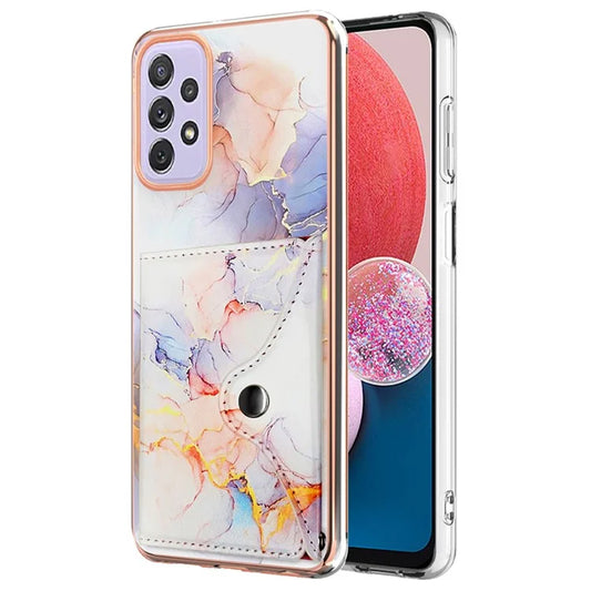 YB Leather Coating Series-9 for Samsung Galaxy A13 4G Case Card Holder Kickstand IMD Leather Back Phone Cover