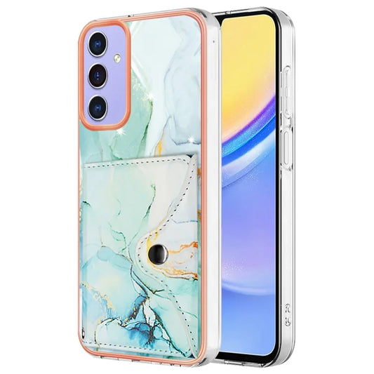 YB Leather Coating Series-9 for Samsung Galaxy A15 5G Case Card Slots IMD Marble Pattern Phone Cover