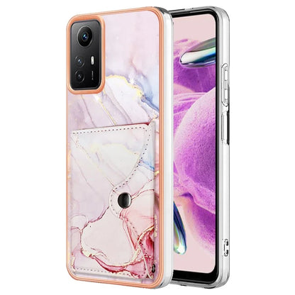 YB Leather Coating Series-9 for Xiaomi Redmi Note 12S 4G Case IMD Pattern Phone Card Bag Kickstand