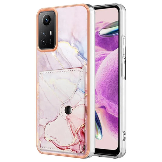 YB Leather Coating Series-9 for Xiaomi Redmi Note 12S 4G Case IMD Pattern Phone Card Bag Kickstand