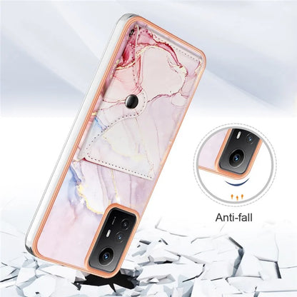 YB Leather Coating Series-9 for Xiaomi Redmi Note 12S 4G Case IMD Pattern Phone Card Bag Kickstand