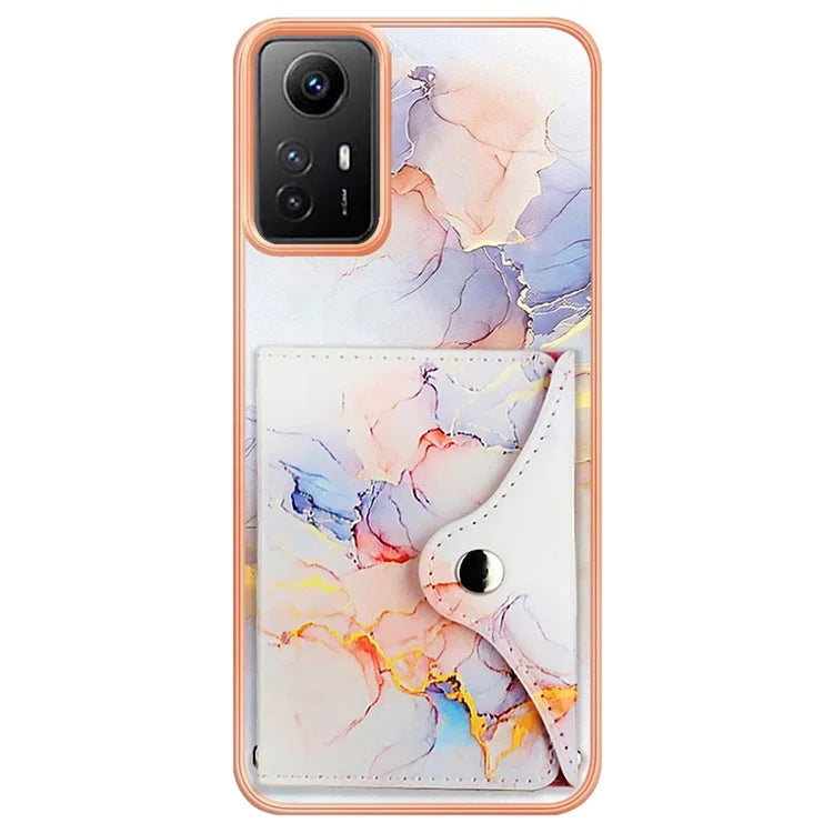 YB Leather Coating Series-9 for Xiaomi Redmi Note 12S 4G Case IMD Pattern Phone Card Bag Kickstand