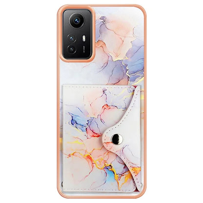 YB Leather Coating Series-9 for Xiaomi Redmi Note 12S 4G Case IMD Pattern Phone Card Bag Kickstand