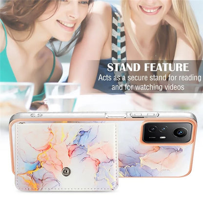 YB Leather Coating Series-9 for Xiaomi Redmi Note 12S 4G Case IMD Pattern Phone Card Bag Kickstand
