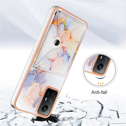 YB Leather Coating Series-9 for Xiaomi Redmi Note 12S 4G Case IMD Pattern Phone Card Bag Kickstand