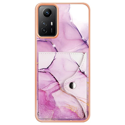 YB Leather Coating Series-9 for Xiaomi Redmi Note 12S 4G Case IMD Pattern Phone Card Bag Kickstand