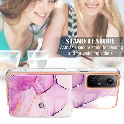 YB Leather Coating Series-9 for Xiaomi Redmi Note 12S 4G Case IMD Pattern Phone Card Bag Kickstand