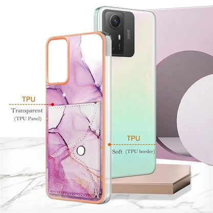 YB Leather Coating Series-9 for Xiaomi Redmi Note 12S 4G Case IMD Pattern Phone Card Bag Kickstand