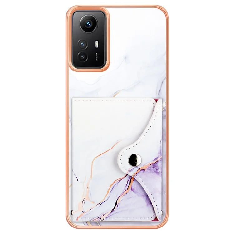 YB Leather Coating Series-9 for Xiaomi Redmi Note 12S 4G Case IMD Pattern Phone Card Bag Kickstand