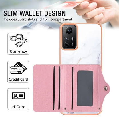 YB Leather Coating Series-9 for Xiaomi Redmi Note 12S 4G Case IMD Pattern Phone Card Bag Kickstand