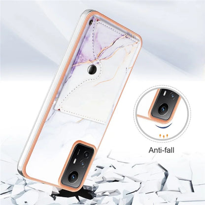 YB Leather Coating Series-9 for Xiaomi Redmi Note 12S 4G Case IMD Pattern Phone Card Bag Kickstand