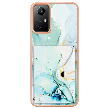 YB Leather Coating Series-9 for Xiaomi Redmi Note 12S 4G Case IMD Pattern Phone Card Bag Kickstand