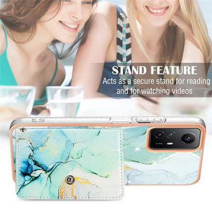 YB Leather Coating Series-9 for Xiaomi Redmi Note 12S 4G Case IMD Pattern Phone Card Bag Kickstand