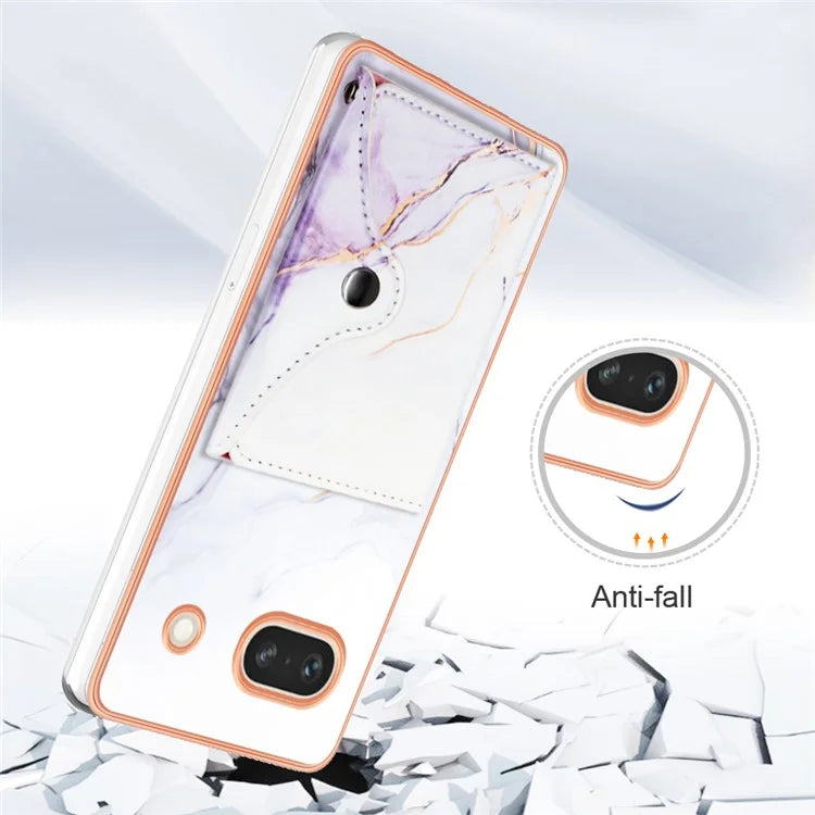 YB Leather Coating Series-9 for Google Pixel 7a Case IMD Pattern Leather+TPU Multifunctional Shell Cover