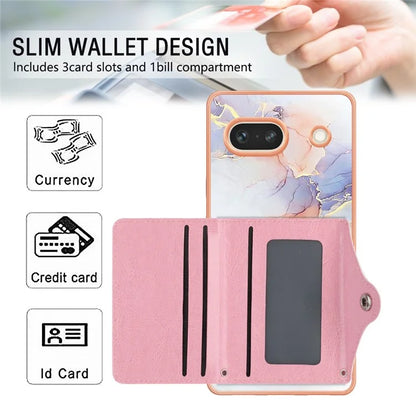 YB Leather Coating Series-9 for Google Pixel 7a Case IMD Pattern Leather+TPU Multifunctional Shell Cover