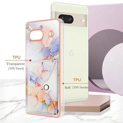YB Leather Coating Series-9 for Google Pixel 7a Case IMD Pattern Leather+TPU Multifunctional Shell Cover