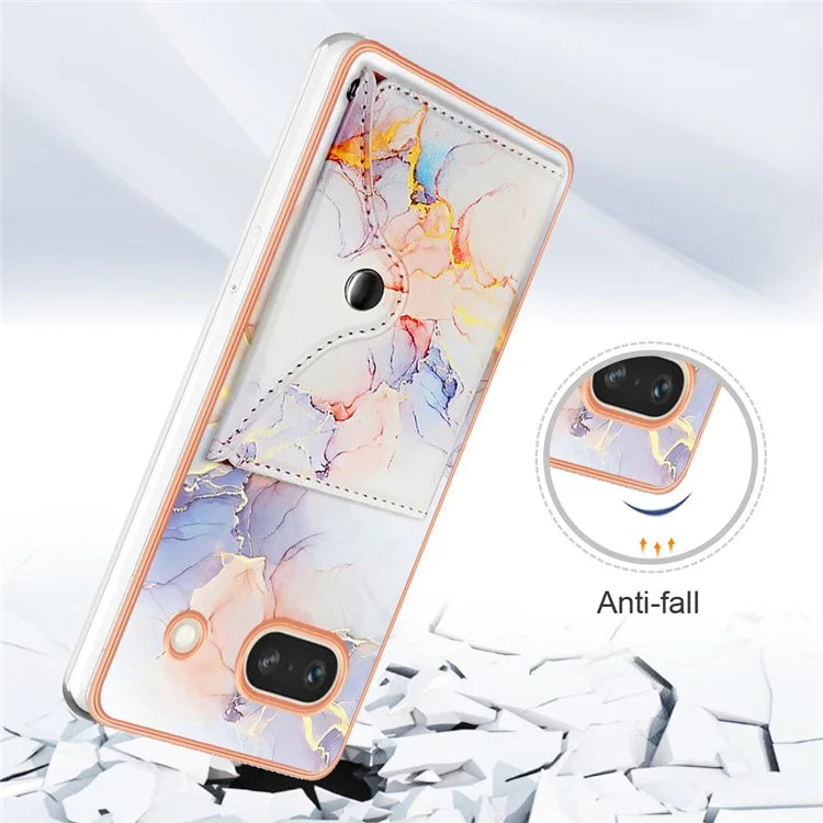 YB Leather Coating Series-9 for Google Pixel 7a Case IMD Pattern Leather+TPU Multifunctional Shell Cover