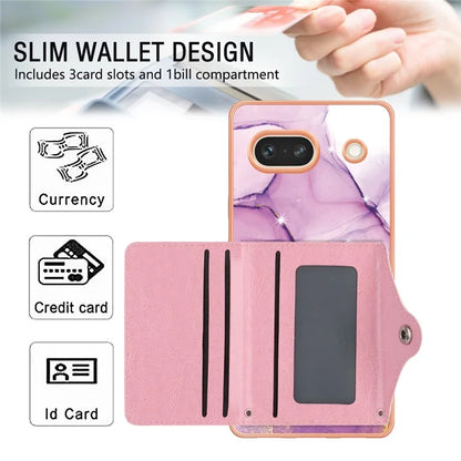 YB Leather Coating Series-9 for Google Pixel 7a Case IMD Pattern Leather+TPU Multifunctional Shell Cover