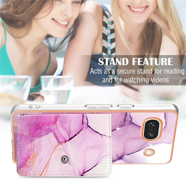 YB Leather Coating Series-9 for Google Pixel 7a Case IMD Pattern Leather+TPU Multifunctional Shell Cover