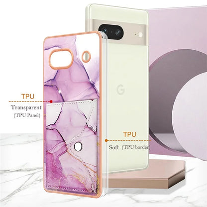 YB Leather Coating Series-9 for Google Pixel 7a Case IMD Pattern Leather+TPU Multifunctional Shell Cover