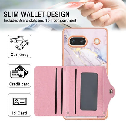YB Leather Coating Series-9 for Google Pixel 7a Case IMD Pattern Leather+TPU Multifunctional Shell Cover