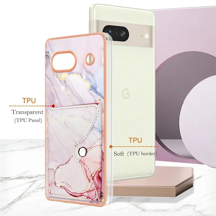 YB Leather Coating Series-9 for Google Pixel 7a Case IMD Pattern Leather+TPU Multifunctional Shell Cover