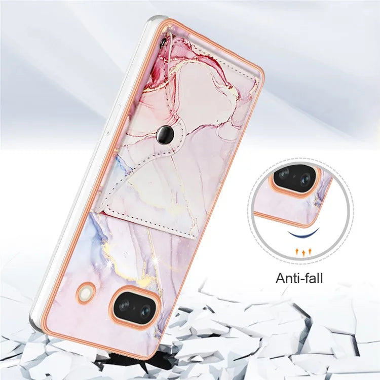 YB Leather Coating Series-9 for Google Pixel 7a Case IMD Pattern Leather+TPU Multifunctional Shell Cover