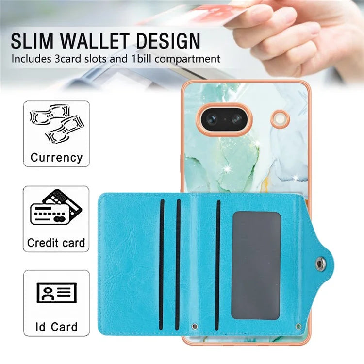 YB Leather Coating Series-9 for Google Pixel 7a Case IMD Pattern Leather+TPU Multifunctional Shell Cover