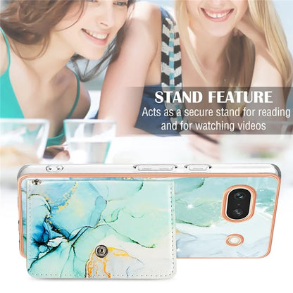 YB Leather Coating Series-9 for Google Pixel 7a Case IMD Pattern Leather+TPU Multifunctional Shell Cover