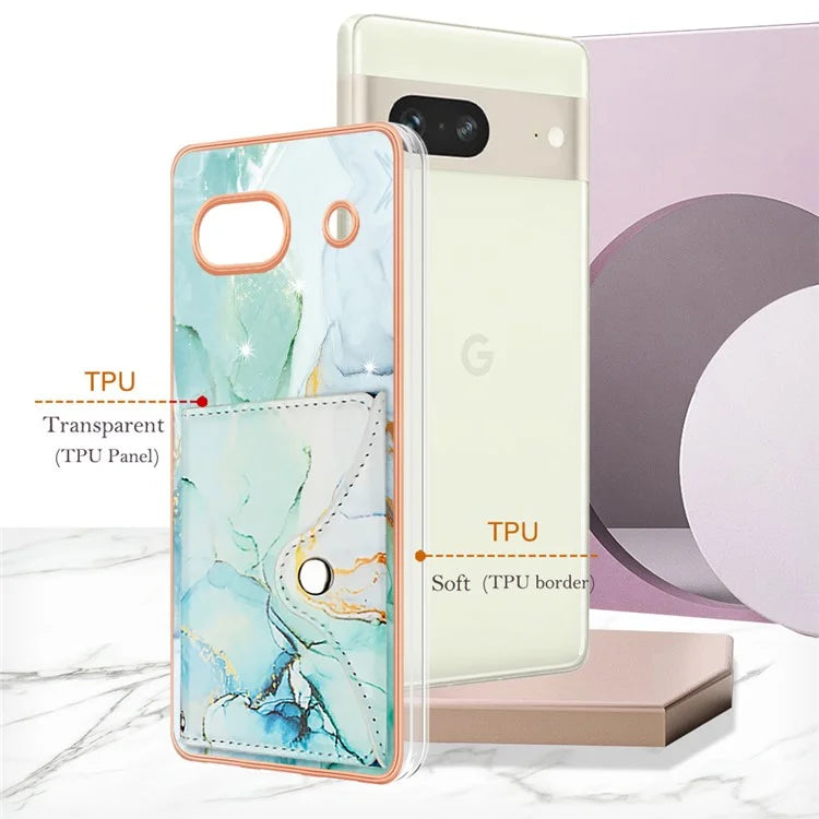 YB Leather Coating Series-9 for Google Pixel 7a Case IMD Pattern Leather+TPU Multifunctional Shell Cover