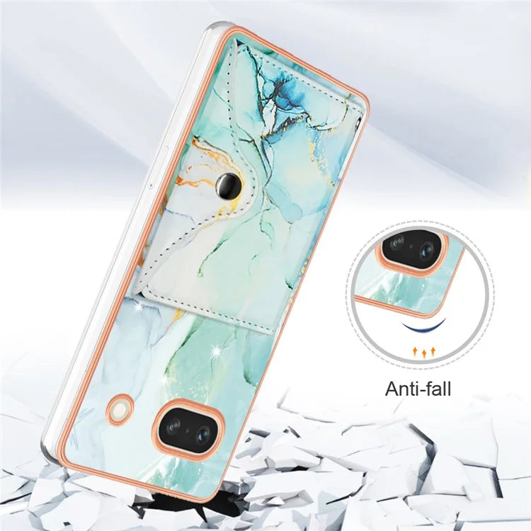 YB Leather Coating Series-9 for Google Pixel 7a Case IMD Pattern Leather+TPU Multifunctional Shell Cover