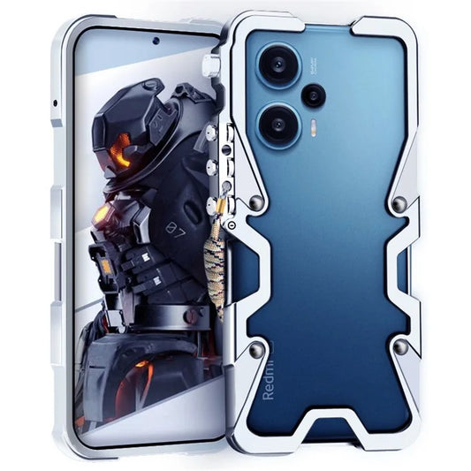 For Xiaomi Redmi Note 12 Turbo / Poco F5 5G Case Mechanical Arm Aluminium Alloy Bump Proof Frame Cover