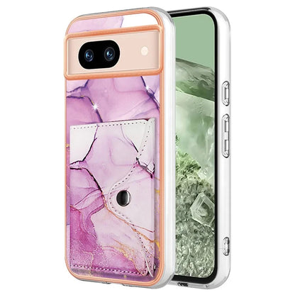 YB Leather Coating Series-9 for Google Pixel 8a Case IMD Pattern Card Holder Kickstand Phone Cover