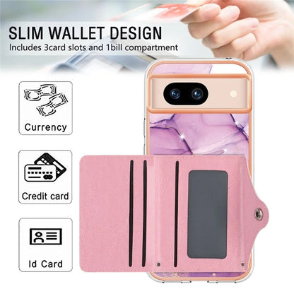 YB Leather Coating Series-9 for Google Pixel 8a Case IMD Pattern Card Holder Kickstand Phone Cover