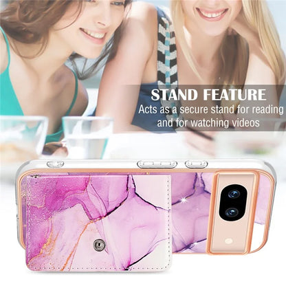 YB Leather Coating Series-9 for Google Pixel 8a Case IMD Pattern Card Holder Kickstand Phone Cover