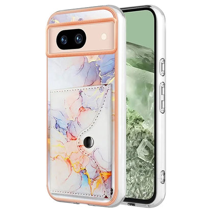 YB Leather Coating Series-9 for Google Pixel 8a Case IMD Pattern Card Holder Kickstand Phone Cover