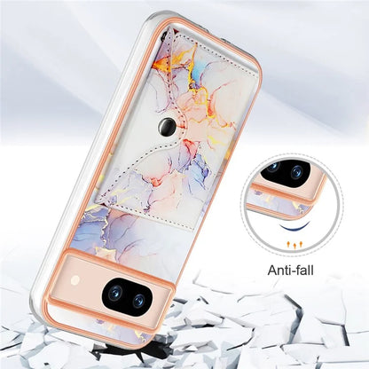 YB Leather Coating Series-9 for Google Pixel 8a Case IMD Pattern Card Holder Kickstand Phone Cover