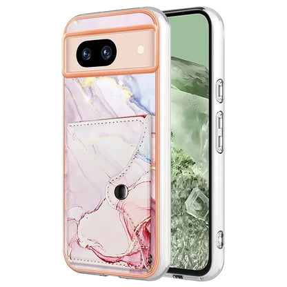 YB Leather Coating Series-9 for Google Pixel 8a Case IMD Pattern Card Holder Kickstand Phone Cover